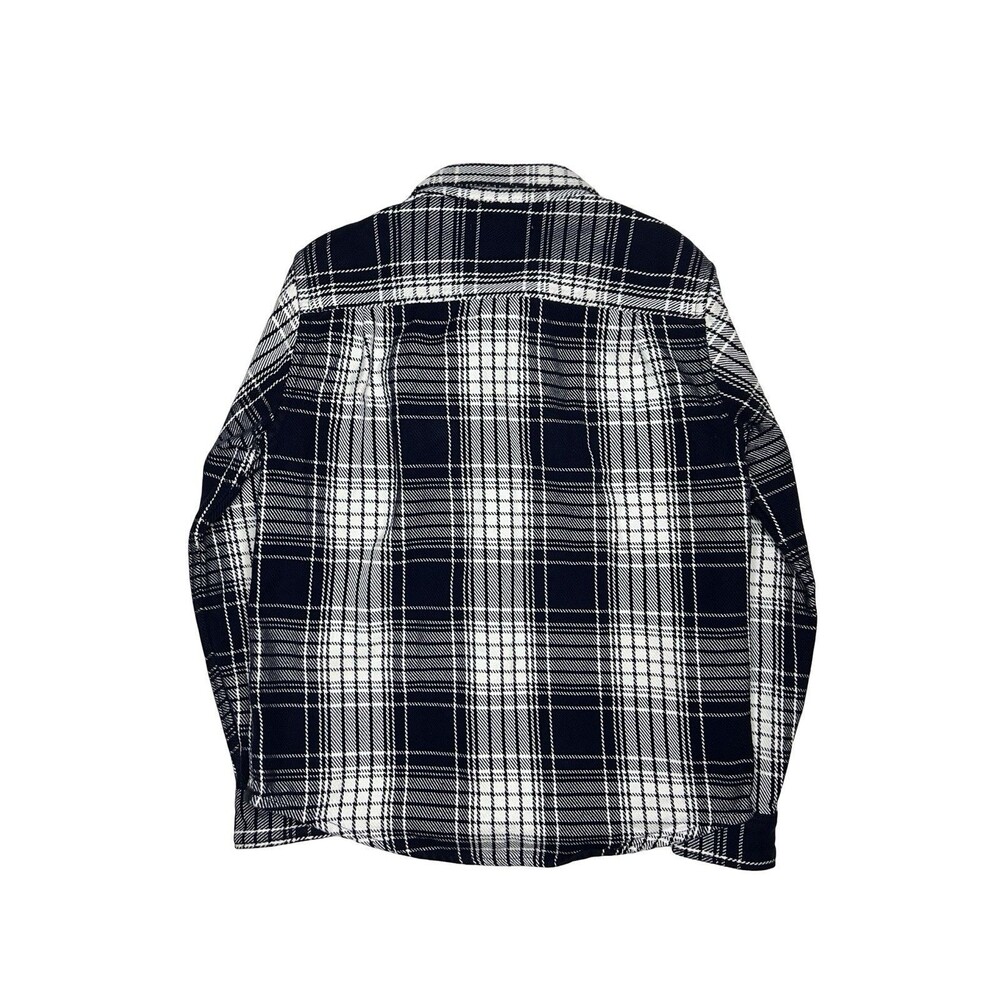 Outerknown Blanket Shirt Flannel Heavyweight Organic Cotton Plaid Men’s L Navy - Picture 2 of 6